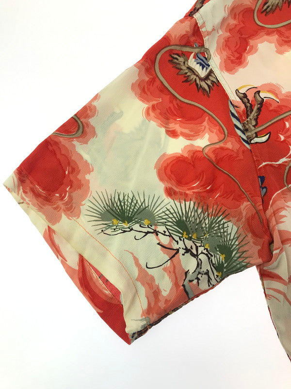 【現状渡し品】【メンズ】 SUN SURF サンサーフ SS ALOHA SHIRT 龍×和柄 アロハ シャツ 開襟シャツ トップス 145-260807-rt-15-tagh サイズ：M カラー：オレンジ 万代Net店