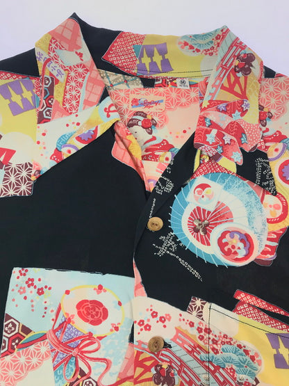 【中古品】【メンズ】 SUN SURF サンサーフ SS ALOHA SHIRT SS31192 舞妓×祇園 アロハシャツ 開襟シャツ トップス 145-260807-rt-16-tagh サイズ：M カラー：ブラック 万代Net店