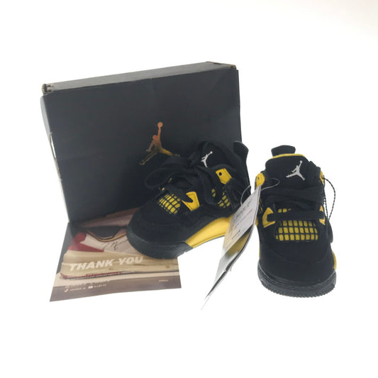 【中古美品】【キッズ】 NIKE ナイキ JORDAN 4 RETRO THUNDER BQ7670-017 ジョーダン 4 レトロ キッズスニーカー 靴 166-260808-rt-21-tagh サイズ：8ｃｍ ＵＳ 2Ｃ カラー：BLACK/YELLOW 万代Net店