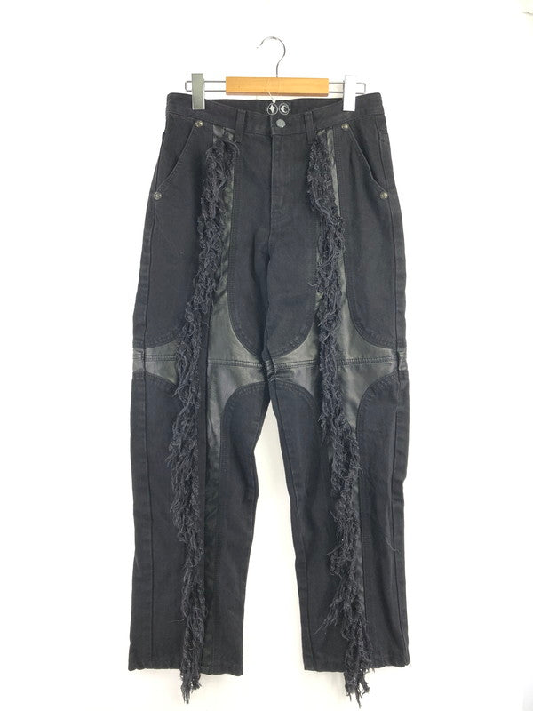 【中古品】【メンズ】 THUG CLUB サグ クラブ MOHICAN LEATHER DENIM PANTS TC24PT0403 韓国製 レザー デニム パンツ ジーンズ ボトムス 153-260816-rt-29-tagh サイズ：1 カラー：ブラック 万代Net店