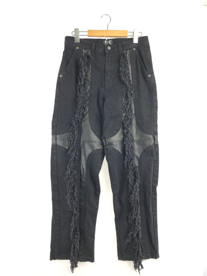 【中古品】【メンズ】 THUG CLUB サグ クラブ MOHICAN LEATHER DENIM PANTS TC24PT0403 韓国製 レザー デニム パンツ ジーンズ ボトムス 153-260816-rt-29-tagh サイズ：1 カラー：ブラック 万代Net店