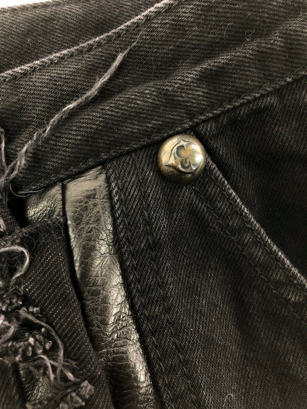 【中古品】【メンズ】 THUG CLUB サグ クラブ MOHICAN LEATHER DENIM PANTS TC24PT0403 韓国製 レザー デニム パンツ ジーンズ ボトムス 153-260816-rt-29-tagh サイズ：1 カラー：ブラック 万代Net店