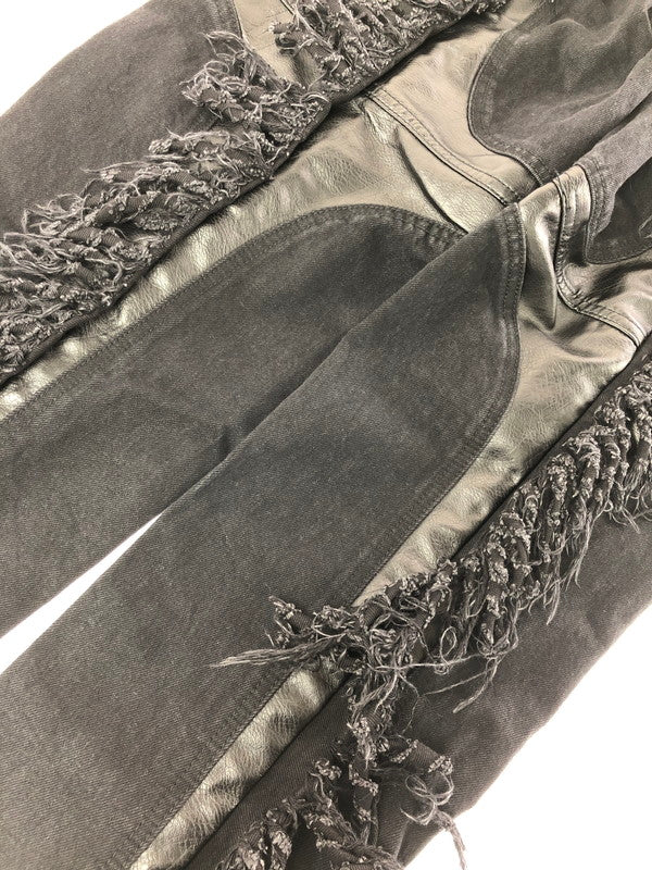 【中古品】【メンズ】 THUG CLUB サグ クラブ MOHICAN LEATHER DENIM PANTS TC24PT0403 韓国製 レザー デニム パンツ ジーンズ ボトムス 153-260816-rt-29-tagh サイズ：1 カラー：ブラック 万代Net店