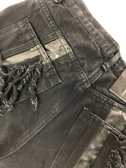 【中古品】【メンズ】 THUG CLUB サグ クラブ MOHICAN LEATHER DENIM PANTS TC24PT0403 韓国製 レザー デニム パンツ ジーンズ ボトムス 153-260816-rt-29-tagh サイズ：1 カラー：ブラック 万代Net店