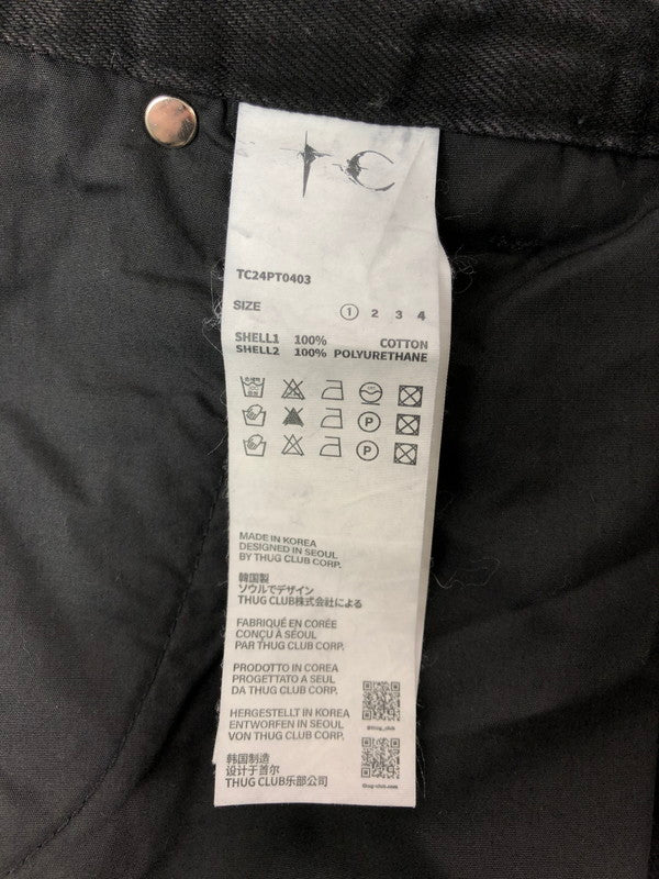【中古品】【メンズ】 THUG CLUB サグ クラブ MOHICAN LEATHER DENIM PANTS TC24PT0403 韓国製 レザー デニム パンツ ジーンズ ボトムス 153-260816-rt-29-tagh サイズ：1 カラー：ブラック 万代Net店