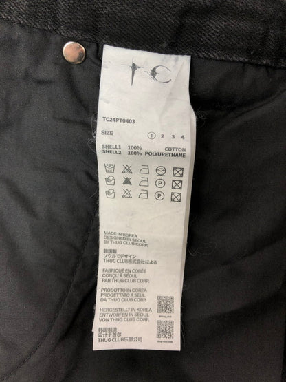 【中古品】【メンズ】 THUG CLUB サグ クラブ MOHICAN LEATHER DENIM PANTS TC24PT0403 韓国製 レザー デニム パンツ ジーンズ ボトムス 153-260816-rt-29-tagh サイズ：1 カラー：ブラック 万代Net店