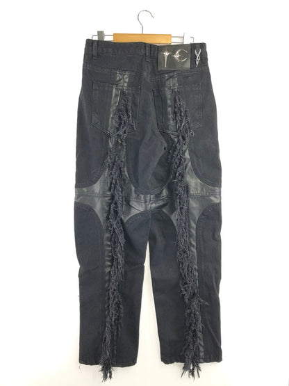 【中古品】【メンズ】 THUG CLUB サグ クラブ MOHICAN LEATHER DENIM PANTS TC24PT0403 韓国製 レザー デニム パンツ ジーンズ ボトムス 153-260816-rt-29-tagh サイズ：1 カラー：ブラック 万代Net店