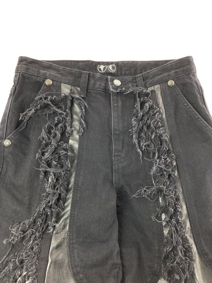 【中古品】【メンズ】 THUG CLUB サグ クラブ MOHICAN LEATHER DENIM PANTS TC24PT0403 韓国製 レザー デニム パンツ ジーンズ ボトムス 153-260816-rt-29-tagh サイズ：1 カラー：ブラック 万代Net店