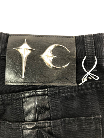 【中古品】【メンズ】 THUG CLUB サグ クラブ MOHICAN LEATHER DENIM PANTS TC24PT0403 韓国製 レザー デニム パンツ ジーンズ ボトムス 153-260816-rt-29-tagh サイズ：1 カラー：ブラック 万代Net店