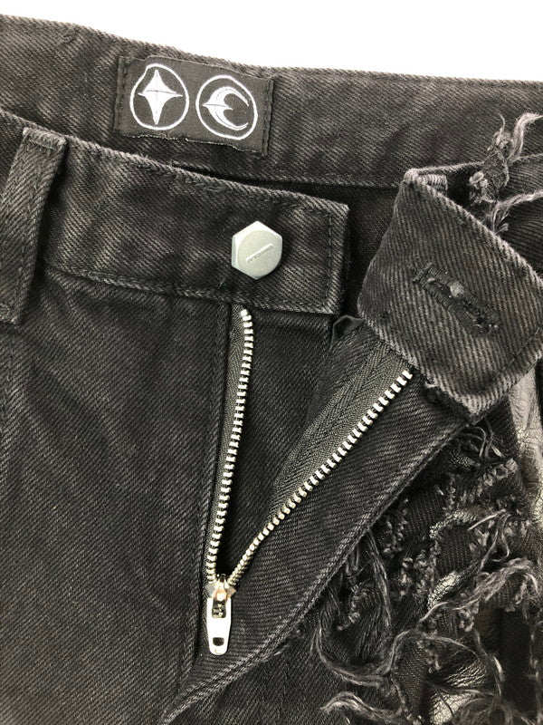 【中古品】【メンズ】 THUG CLUB サグ クラブ MOHICAN LEATHER DENIM PANTS TC24PT0403 韓国製 レザー デニム パンツ ジーンズ ボトムス 153-260816-rt-29-tagh サイズ：1 カラー：ブラック 万代Net店