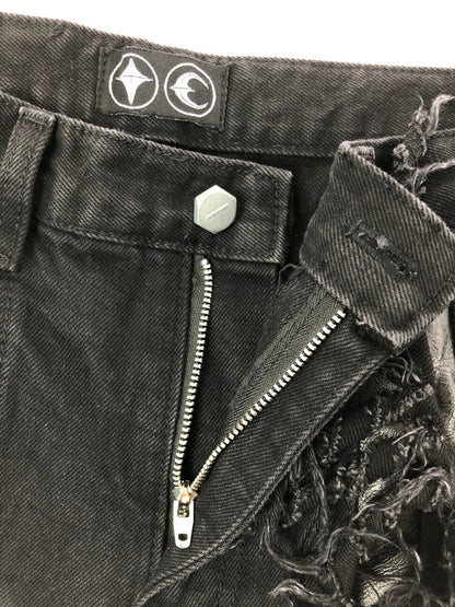 【中古品】【メンズ】 THUG CLUB サグ クラブ MOHICAN LEATHER DENIM PANTS TC24PT0403 韓国製 レザー デニム パンツ ジーンズ ボトムス 153-260816-rt-29-tagh サイズ：1 カラー：ブラック 万代Net店