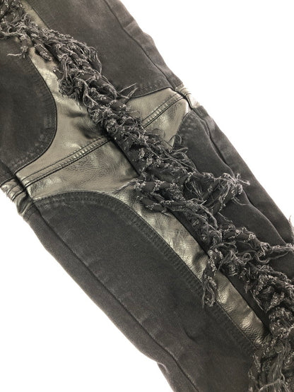 【中古品】【メンズ】 THUG CLUB サグ クラブ MOHICAN LEATHER DENIM PANTS TC24PT0403 韓国製 レザー デニム パンツ ジーンズ ボトムス 153-260816-rt-29-tagh サイズ：1 カラー：ブラック 万代Net店