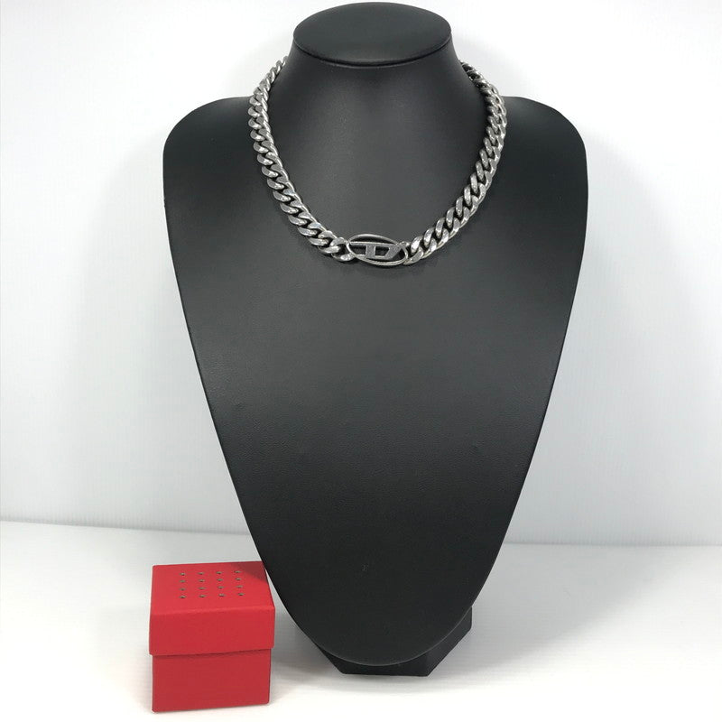 【中古品】【メンズ】 DIESEL ディーゼル STEEL D-LOGO PLATE CHAIN NECKLACE スチール製 Dロゴプレート チェーンネックレス アクセサリー 192-260818-rt-25-tag カラー：シルバー 万代Net店