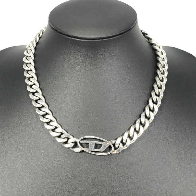 【中古品】【メンズ】 DIESEL ディーゼル STEEL D-LOGO PLATE CHAIN NECKLACE スチール製 Dロゴプレート チェーンネックレス アクセサリー 192-260818-rt-25-tag カラー：シルバー 万代Net店