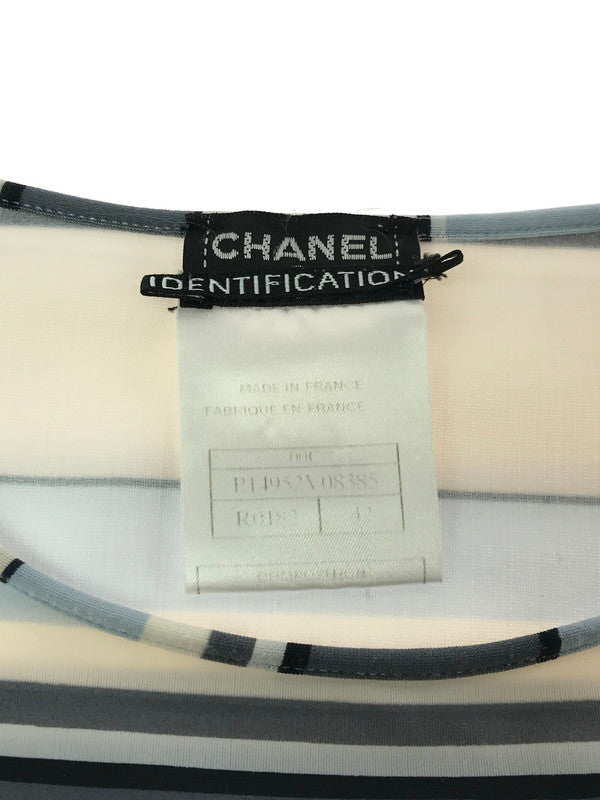 【中古品】【レディース】 CHANEL シャネル 00S LOGO PLATE SS BODER TEE BLUE P14952V08385 2000年代 ロゴ プレート ボーダー Tシャツ トップス 183-260813-rt-11-tagh サイズ：42 カラー：マルチカラー 万代Net店