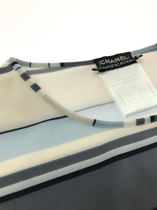 【中古品】【レディース】 CHANEL シャネル 00S LOGO PLATE SS BODER TEE BLUE P14952V08385 2000年代 ロゴ プレート ボーダー Tシャツ トップス 183-260813-rt-11-tagh サイズ：42 カラー：マルチカラー 万代Net店
