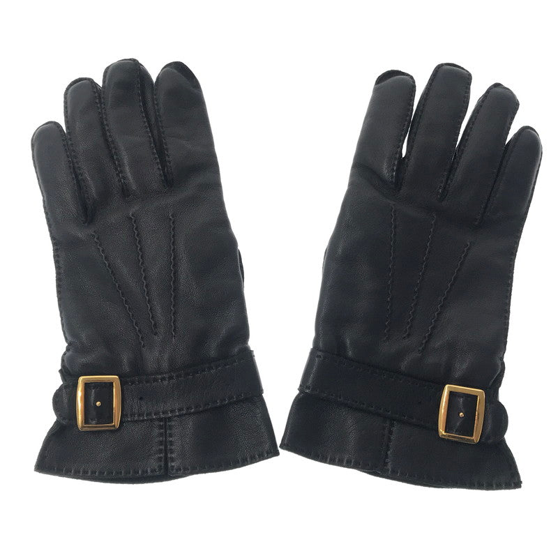 【中古品】【メンズ】 HERMES エルメス 90～00's LEATHER GLOVE H BUCKLE BLACK 90～2000年代 レザー グローブ H バックル 手袋 183-260818-rt-38-tag カラー：ブラック 万代Net店