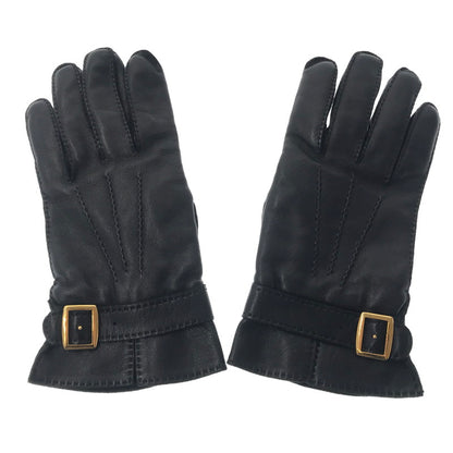 【中古品】【メンズ】 HERMES エルメス 90～00's LEATHER GLOVE H BUCKLE BLACK 90～2000年代 レザー グローブ H バックル 手袋 183-260818-rt-38-tag カラー：ブラック 万代Net店