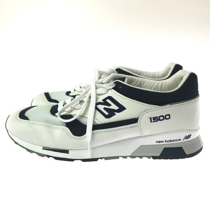 【中古品】【メンズ】 NEW BALANCE ニューバランス SNEAKERS 1500 WHITE NAVY M1500WWN 英国製 スニーカー 靴 162-260812-rt-25-tagh サイズ：US10D カラー：ホワイト 万代Net店