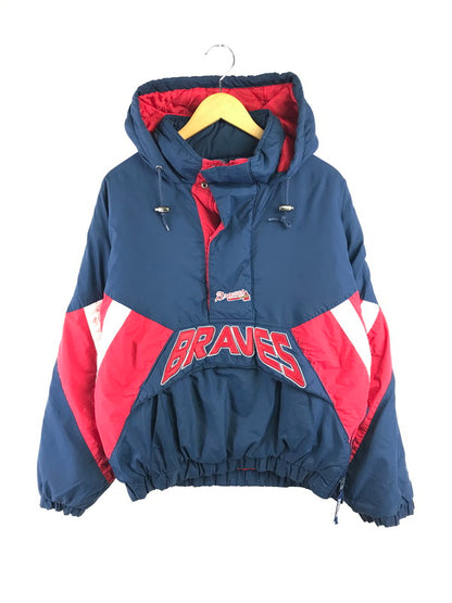 【現状渡し品】【メンズ】 GENUINE MERCHANDISE BY STARTER スターター ATLANTA BRAVES HALF ZIP HOODED BLOUSON JACKET 146-260814-rt-22-tagh サイズ：M カラー：ネイビー 万代Net店