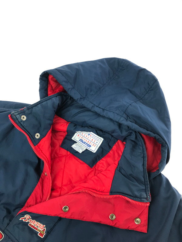 【現状渡し品】【メンズ】 GENUINE MERCHANDISE BY STARTER スターター ATLANTA BRAVES HALF ZIP HOODED BLOUSON JACKET 146-260814-rt-22-tagh サイズ：M カラー：ネイビー 万代Net店