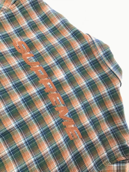【中古品】【メンズ】 SUPREME シュプリーム 22SS PLAID S/S SHIRT ORANGE チェック柄 ショートスリーブ シャツ 半袖シャツ 開襟シャツ トップス 149-260829-rt-55-tagh サイズ：L カラー：オレンジ 万代Net店
