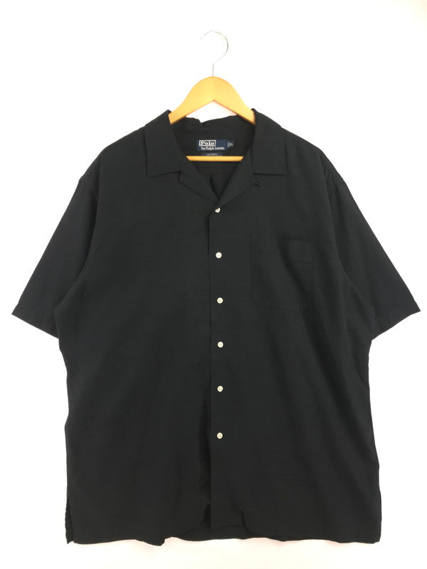 【中古品】【メンズ】 POLO BY RALPH LAUREN ポロバイラルフローレン 90's CALDWELL SILK&COTTON OPEN COLLAR S/S SHIRT 半袖シャツ 開襟シャツ 146-260814-rt-03-tagh サイズ：XL カラー：ブラック 万代Net店