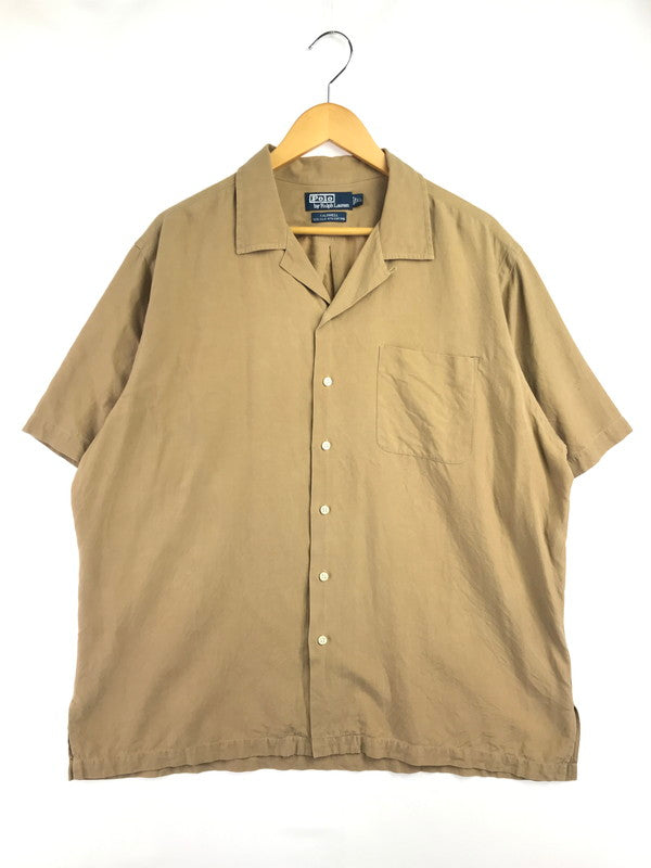 【中古品】【メンズ】 POLO BY RALPH LAUREN ポロバイラルフローレン 90's CALDWELL SILK&COTTON OPEN COLLAR S/S SHIRT 半袖シャツ 開襟シャツ 146-260814-rt-02-tagh サイズ：XL カラー：ベージュ 万代Net店