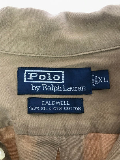 【中古品】【メンズ】 POLO BY RALPH LAUREN ポロバイラルフローレン 90's CALDWELL SILK&COTTON OPEN COLLAR S/S SHIRT 半袖シャツ 開襟シャツ 146-260814-rt-02-tagh サイズ：XL カラー：ベージュ 万代Net店