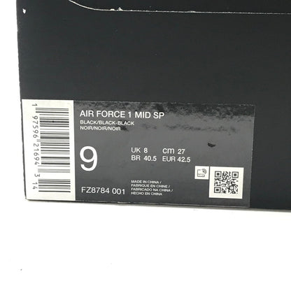 【中古品】【メンズ】 NIKE ナイキ × SUPREME シュプリーム AIR FORCE 1 MID BLACK FZ8784-001 エア フォース 1 ミッド スニーカー 靴 160-260816-rt-01-tagh サイズ：27cm US9 カラー：ブラック 万代Net店