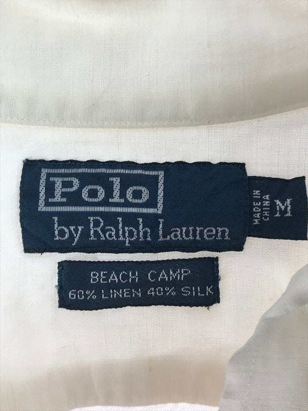 【中古品】【メンズ】 POLO BY RALPH LAUREN ポロバイラルフローレン 90's BEACH CAMP LINEN&SILK S/S OPEN COLLAR SHIRT HS-RL-CM3886 146-260814-rt-01-tagh サイズ：M カラー：ホワイト 万代Net店