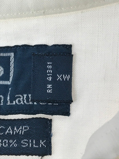 【中古品】【メンズ】 POLO BY RALPH LAUREN ポロバイラルフローレン 90's BEACH CAMP LINEN&SILK S/S OPEN COLLAR SHIRT HS-RL-CM3886 146-260814-rt-01-tagh サイズ：M カラー：ホワイト 万代Net店