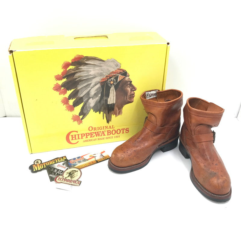 【現状渡し品】【メンズ】 CHIPPEWA チペワ TAN RENEGADE SHORT ENGINEER BOOTS 91065 USA製 白タグ タン レネゲード ショート エンジニア ブーツ 靴 164-260815-rt-26-tagh サイズ：7E カラー：ブラウン 万代Net店