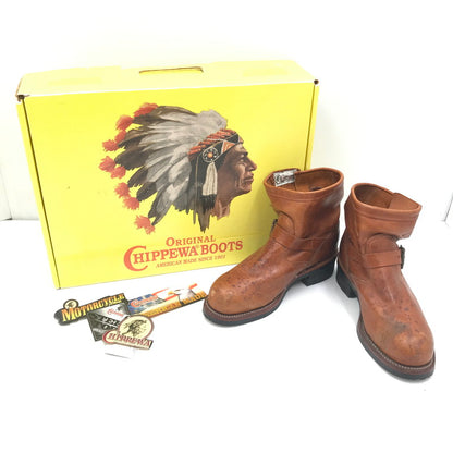 【現状渡し品】【メンズ】 CHIPPEWA チペワ TAN RENEGADE SHORT ENGINEER BOOTS 91065 USA製 白タグ タン レネゲード ショート エンジニア ブーツ 靴 164-260815-rt-26-tagh サイズ：7E カラー：ブラウン 万代Net店