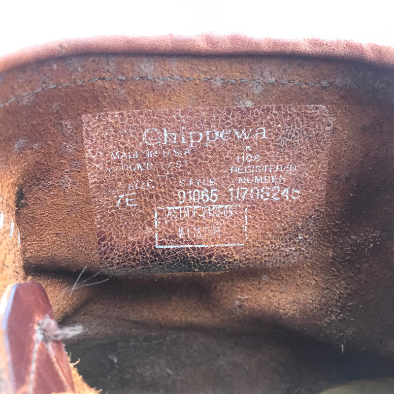 【現状渡し品】【メンズ】 CHIPPEWA チペワ TAN RENEGADE SHORT ENGINEER BOOTS 91065 USA製 白タグ タン レネゲード ショート エンジニア ブーツ 靴 164-260815-rt-26-tagh サイズ：7E カラー：ブラウン 万代Net店