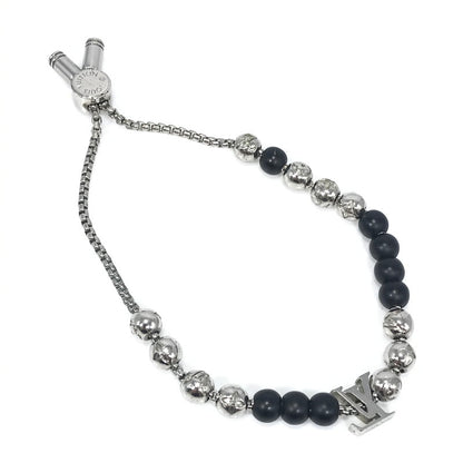 【中古品】【メンズ】 LOUIS VUITTON ルイ・ヴィトン MONOGRAM BEADS BRACELET M00512 モノグラム ビーズ ブレスレット アクセサリー 179-260818-rt-26-tag カラー：シルバー/ブラック 万代Net店