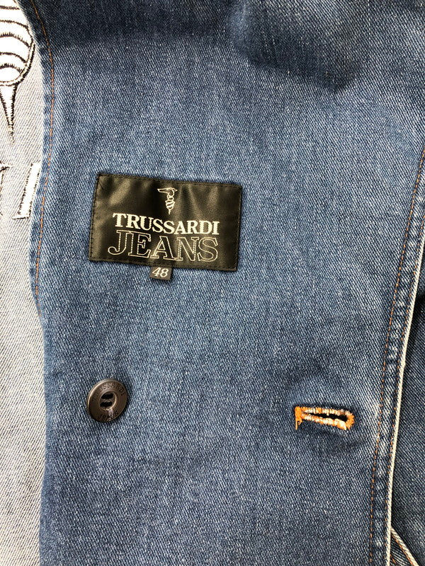 【中古品】【メンズ】 TRUSSARDI JEANS トラサルディ ジーンズ DENIM RIDERS JACKET デニム ライダース ジャケット ライトアウター 146-260815-rt-15-tagh サイズ：48 カラー：インディゴ 万代Net店