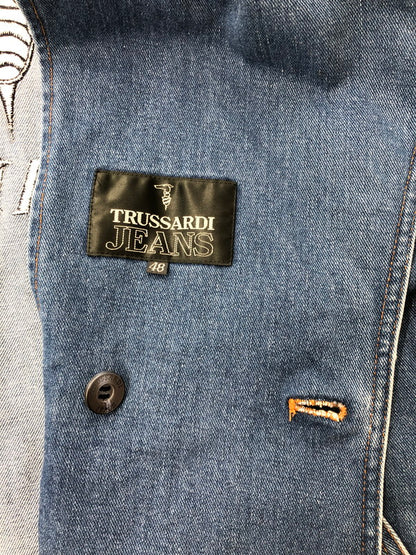 【中古品】【メンズ】 TRUSSARDI JEANS トラサルディ ジーンズ DENIM RIDERS JACKET デニム ライダース ジャケット ライトアウター 146-260815-rt-15-tagh サイズ：48 カラー：インディゴ 万代Net店