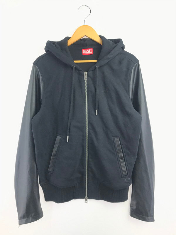 【中古品】【メンズ】 DIESEL ディーゼル S-MIRR-NEW-B JACKET A13041 フェイクレザー 切り替え パーカー トップス 141-260814-rt-14-tagh サイズ：L カラー：ブラック 万代Net店