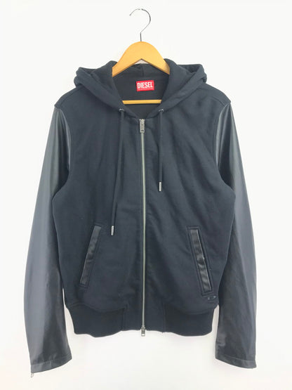 【中古品】【メンズ】 DIESEL ディーゼル S-MIRR-NEW-B JACKET A13041 フェイクレザー 切り替え パーカー トップス 141-260814-rt-14-tagh サイズ：L カラー：ブラック 万代Net店