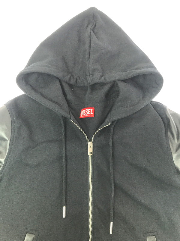 【中古品】【メンズ】 DIESEL ディーゼル S-MIRR-NEW-B JACKET A13041 フェイクレザー 切り替え パーカー トップス 141-260814-rt-14-tagh サイズ：L カラー：ブラック 万代Net店