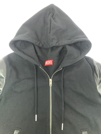 【中古品】【メンズ】 DIESEL ディーゼル S-MIRR-NEW-B JACKET A13041 フェイクレザー 切り替え パーカー トップス 141-260814-rt-14-tagh サイズ：L カラー：ブラック 万代Net店