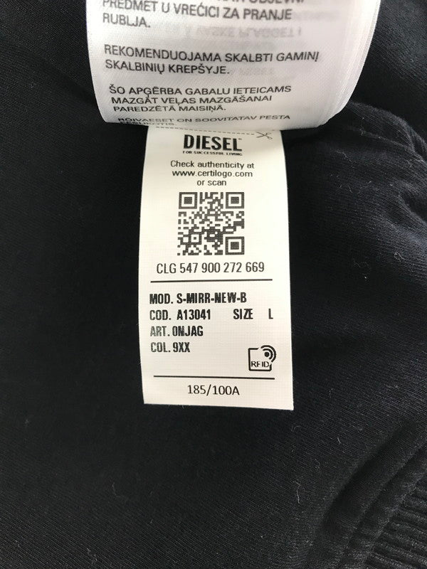 【中古品】【メンズ】 DIESEL ディーゼル S-MIRR-NEW-B JACKET A13041 フェイクレザー 切り替え パーカー トップス 141-260814-rt-14-tagh サイズ：L カラー：ブラック 万代Net店
