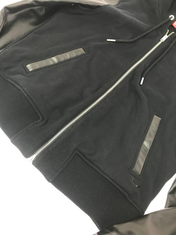 【中古品】【メンズ】 DIESEL ディーゼル S-MIRR-NEW-B JACKET A13041 フェイクレザー 切り替え パーカー トップス 141-260814-rt-14-tagh サイズ：L カラー：ブラック 万代Net店