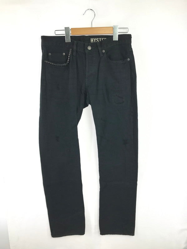 【中古品】【メンズ】 HYSTERIC GLAMOUR ヒステリックグラマー STUDDED DISTRESSED AND REPAIRED STRAIGHT-LEG DENIM JEANS BLACK 0243AP16 151-260814-rt-36-tagh サイズ：W31 L32 カラー：ブラック 万代Net店