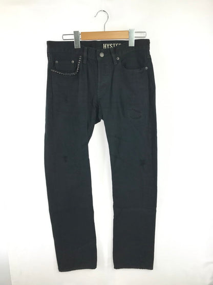 【中古品】【メンズ】 HYSTERIC GLAMOUR ヒステリックグラマー STUDDED DISTRESSED AND REPAIRED STRAIGHT-LEG DENIM JEANS BLACK 0243AP16 151-260814-rt-36-tagh サイズ：W31 L32 カラー：ブラック 万代Net店