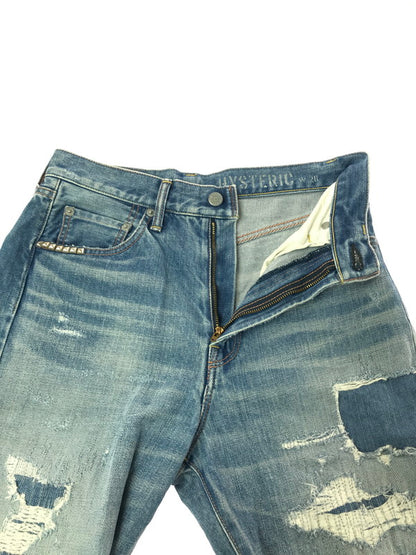 【中古品】【メンズ】 HYSTERIC GLAMOUR ヒステリックグラマー STUDDED DISTRESSED TH REMAKE STRAIGHT DENIM 02221AP06 デニム パンツ ジーンズ ボトムス 151-260814-rt-39-tagh サイズ：W28 L32 カラー：インディゴ 万代Net店