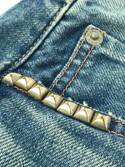 【中古品】【メンズ】 HYSTERIC GLAMOUR ヒステリックグラマー STUDDED DISTRESSED TH REMAKE STRAIGHT DENIM 02221AP06 デニム パンツ ジーンズ ボトムス 151-260814-rt-39-tagh サイズ：W28 L32 カラー：インディゴ 万代Net店