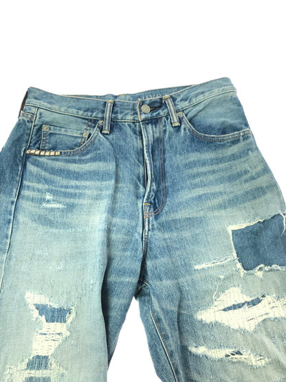 【中古品】【メンズ】 HYSTERIC GLAMOUR ヒステリックグラマー STUDDED DISTRESSED TH REMAKE STRAIGHT DENIM 02221AP06 デニム パンツ ジーンズ ボトムス 151-260814-rt-39-tagh サイズ：W28 L32 カラー：インディゴ 万代Net店