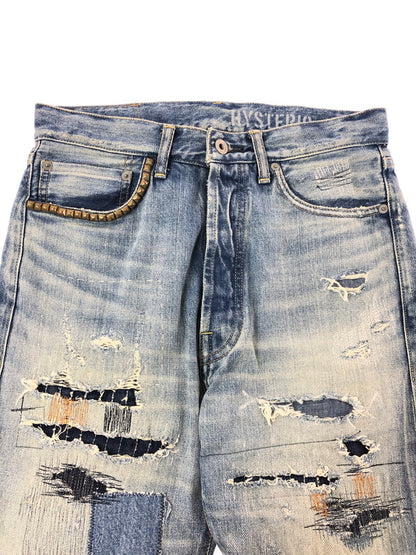 【中古品】【メンズ】 HYSTERIC GLAMOUR ヒステリックグラマー TP DISTRESSED STRAIGHT DENIM JEANS 02213AP06 ストレート デニム パンツ ジーンズ 151-260816-rt-27-tagh サイズ：W28 カラー：インディゴ 万代Net店